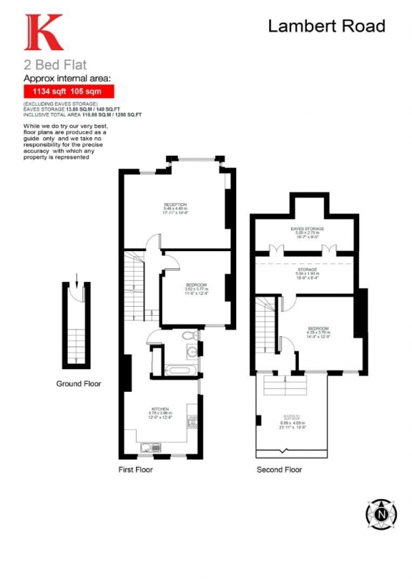 Floor Plan Image for 2 Bedroom Maisonette for Sale in Lambert Road, SW2