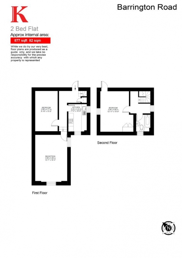 Floor Plan for 2 Bedroom Flat for Sale in College Green Court, SW9, SW9, 7JG -  &pound599,950