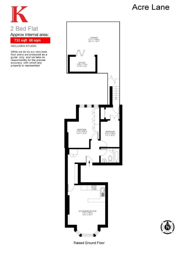 Floor Plan Image for 2 Bedroom Flat for Sale in Acre Lane, SW2