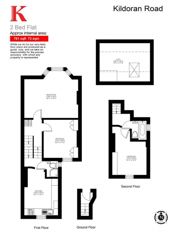 Floor Plan Image for 2 Bedroom Flat for Sale in Kildoran Road, SW2