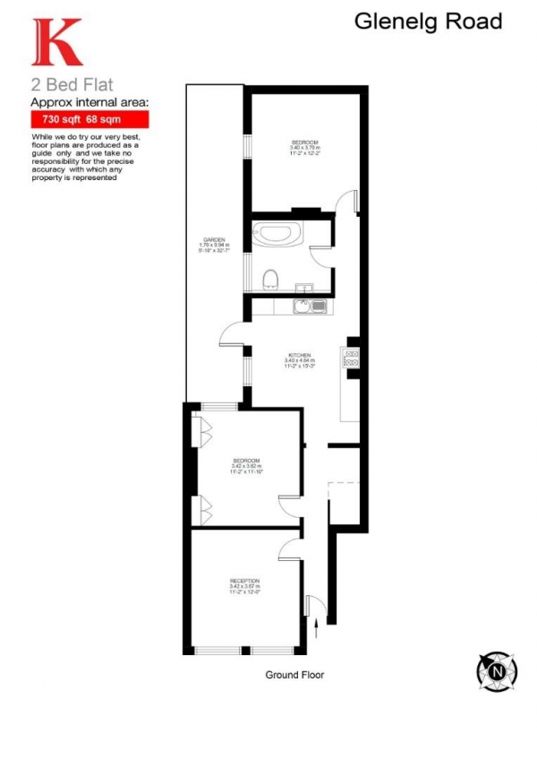 Floor Plan Image for 2 Bedroom Maisonette for Sale in Glenelg Road, SW2