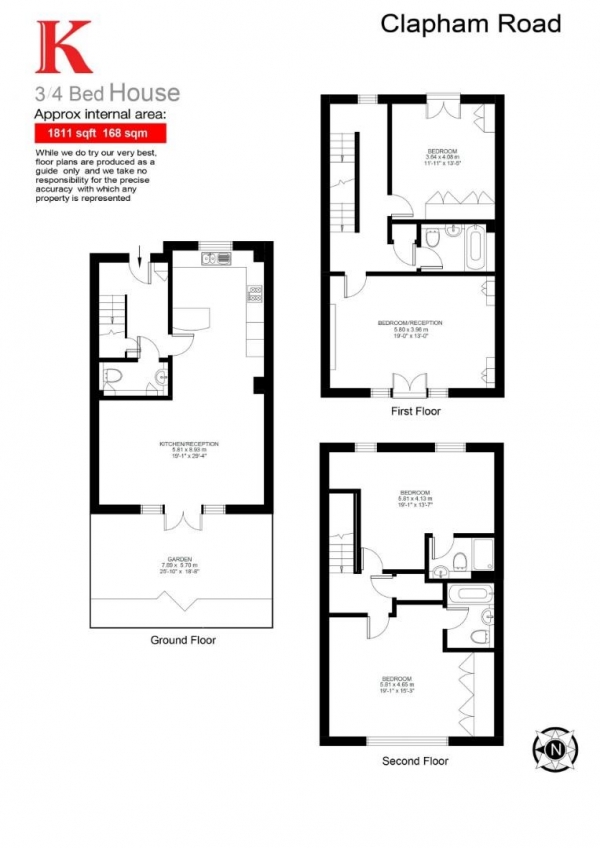 Floor Plan Image for 3 Bedroom Property for Sale in Stane Grove, SW4