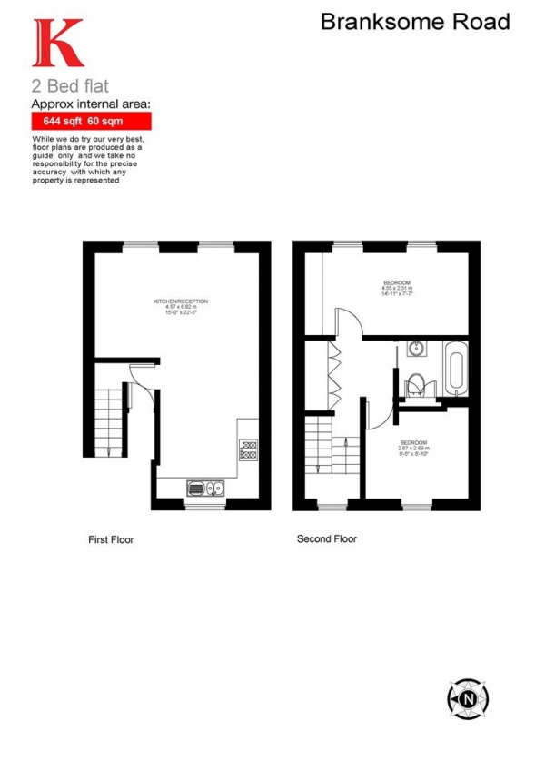 Floor Plan Image for 2 Bedroom Flat for Sale in Branksome Road, SW2