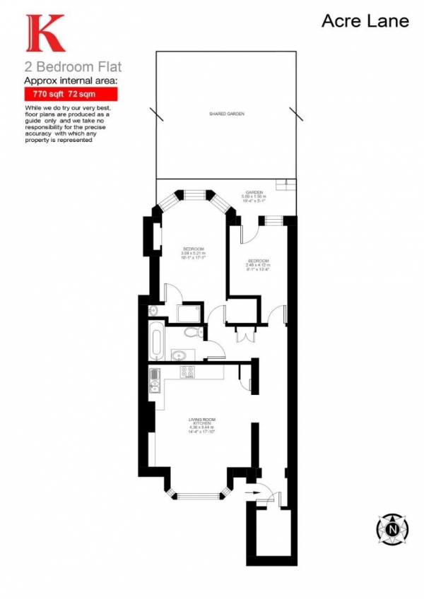 Floor Plan Image for 2 Bedroom Flat for Sale in Acre Lane, SW2