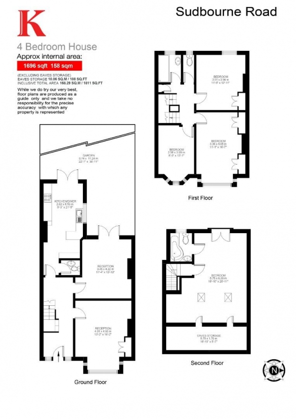 Floor Plan Image for 4 Bedroom Property for Sale in Sudbourne Road, SW2