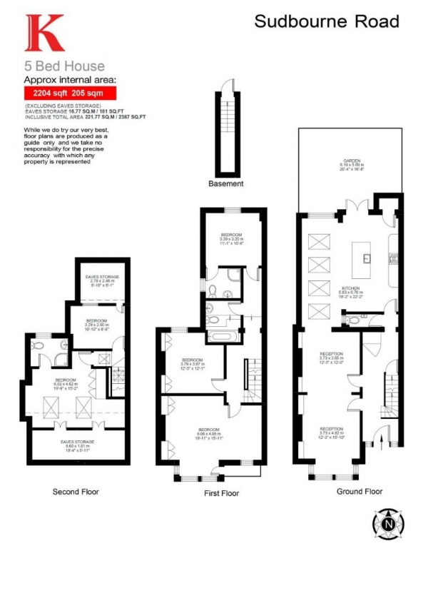 Floor Plan Image for 5 Bedroom Property for Sale in Sudbourne Road, SW2