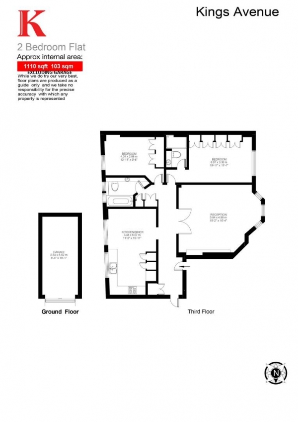 Floor Plan Image for 2 Bedroom Flat for Sale in Kings Avenue, SW4