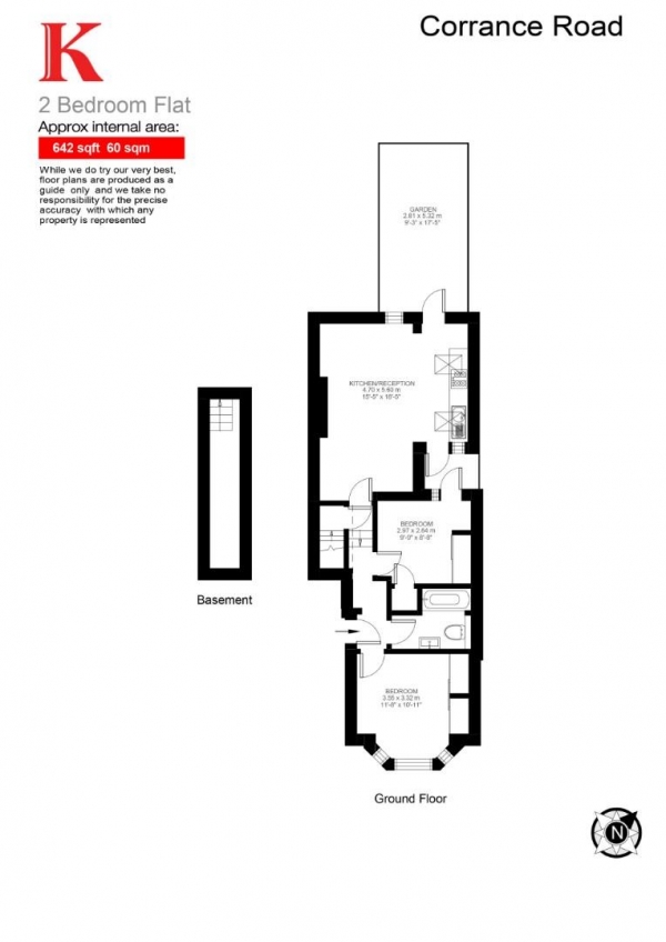 Floor Plan Image for 2 Bedroom Flat for Sale in Corrance Road, SW2