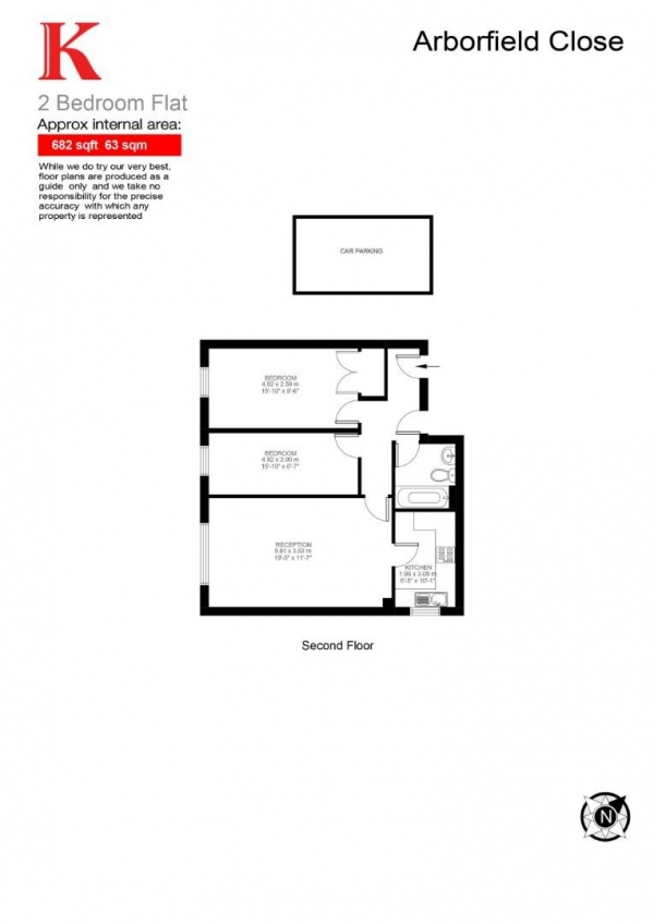 Floor Plan for 2 Bedroom Flat for Sale in Arborfield Close, SW2, SW2, 3NX -  &pound350,000