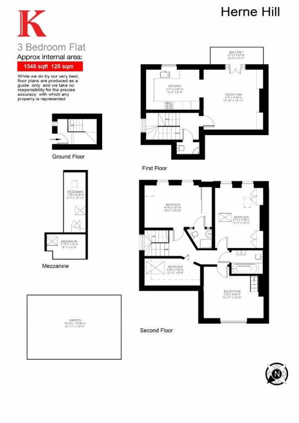 Floor Plan Image for 4 Bedroom Flat for Sale in Herne Hill, SE24