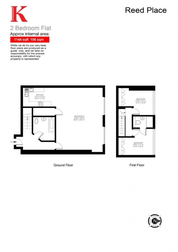 Floor Plan Image for 2 Bedroom Flat for Sale in Reed Place, Clapham, SW4