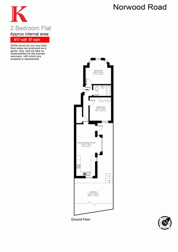 Floor Plan Image for 2 Bedroom Flat for Sale in Norwood Road, SE24