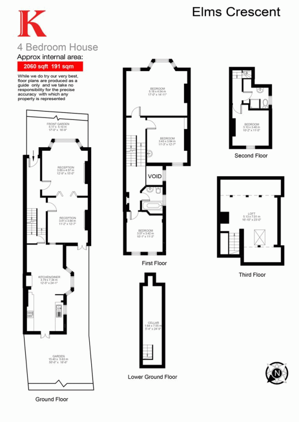 Floor Plan Image for 4 Bedroom Property for Sale in Elms Crescent, SW4