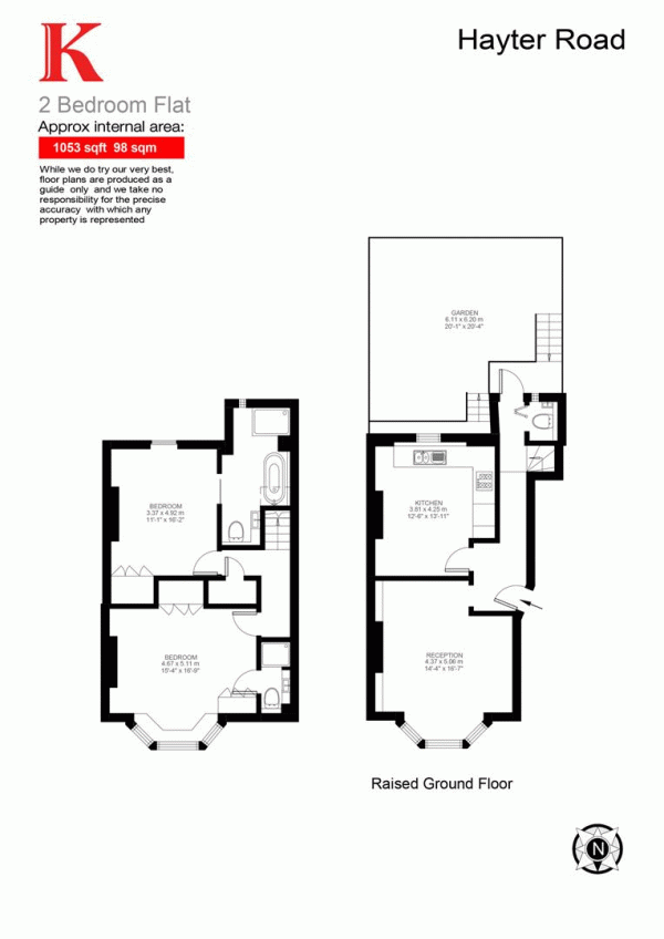 Floor Plan Image for 2 Bedroom Flat for Sale in Hayter Road, SW2