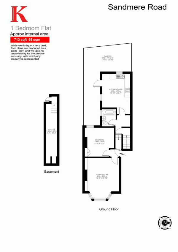 Floor Plan Image for 1 Bedroom Flat for Sale in Sandmere Road, SW4