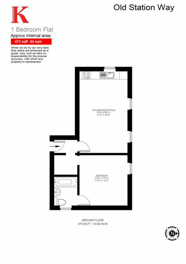 Floor Plan Image for 1 Bedroom Flat for Sale in Old Station Way, SW4