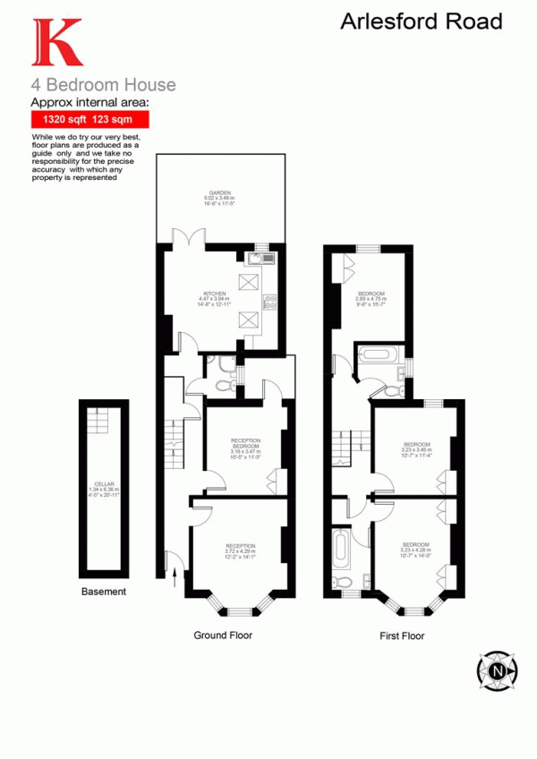 Floor Plan for 3 Bedroom Property for Sale in Arlesford Road, SW9, SW9, 9JT -  &pound899,950