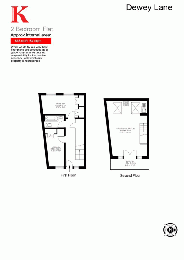 Floor Plan Image for 2 Bedroom Maisonette for Sale in Dewey Lane, SW2