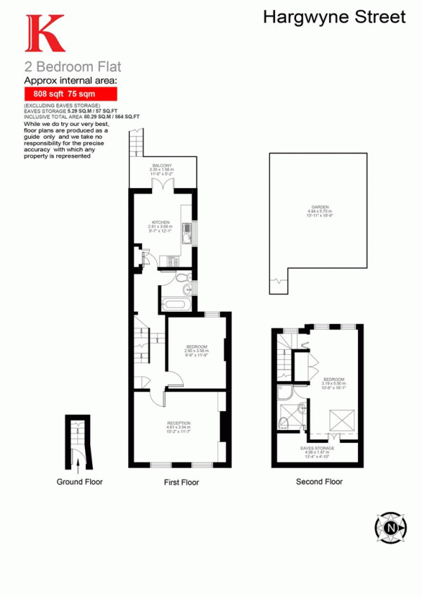 Floor Plan for 2 Bedroom Flat for Sale in Hargwyne Street, SW9, SW9, 9RQ -  &pound699,950