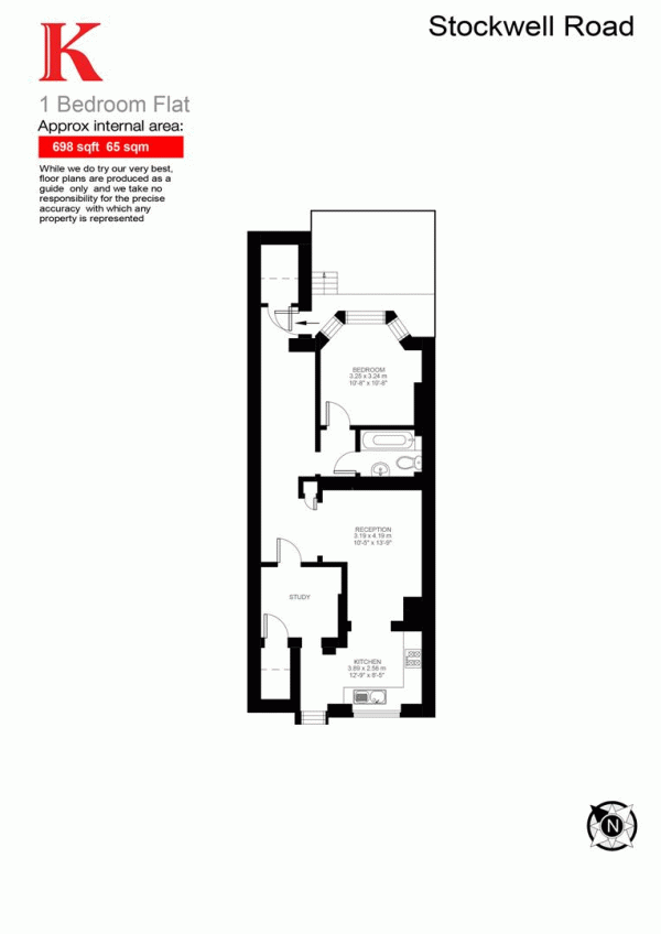 Floor Plan Image for 1 Bedroom Flat for Sale in Stockwell Road, SW9