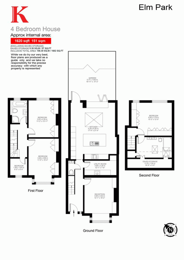 Floor Plan Image for 4 Bedroom Property for Sale in Elm Park, SW2