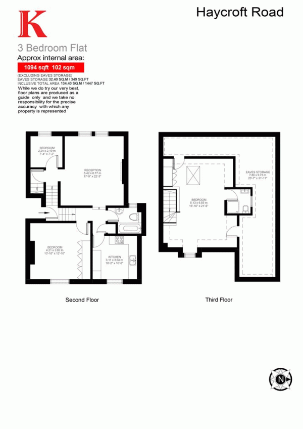 Floor Plan Image for 3 Bedroom Flat for Sale in Haycroft Road, SW2