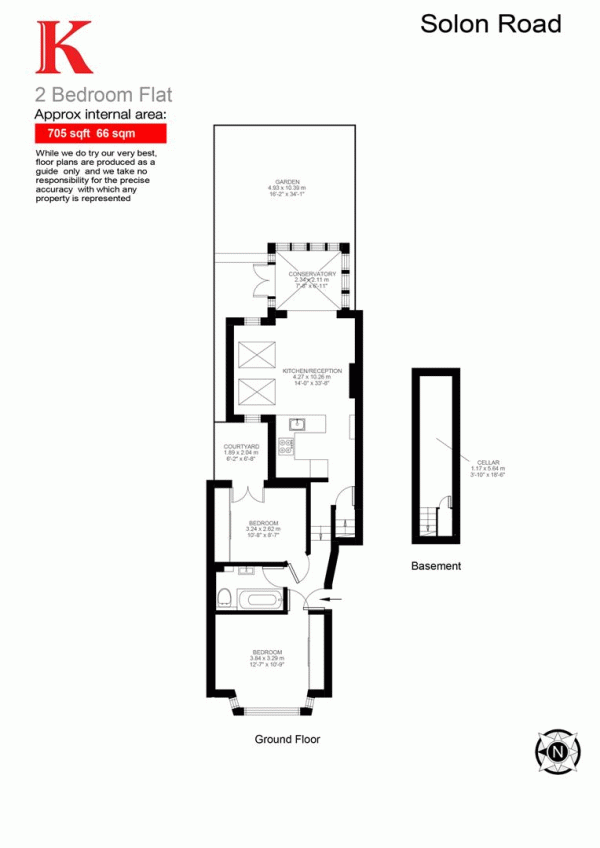 Floor Plan for 2 Bedroom Flat for Sale in Solon Road, SW2, SW2, 5UY -  &pound635,000