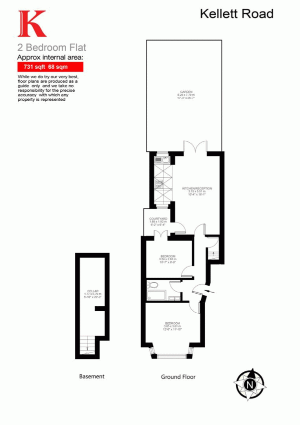 Floor Plan Image for 2 Bedroom Flat for Sale in Kellett Road, SW2