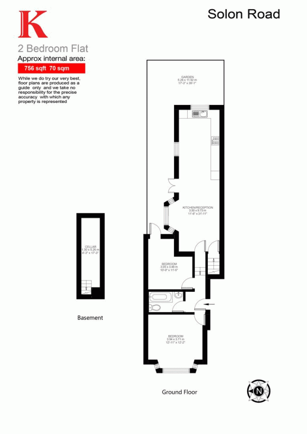 Floor Plan Image for 2 Bedroom Flat for Sale in Solon Road, SW2