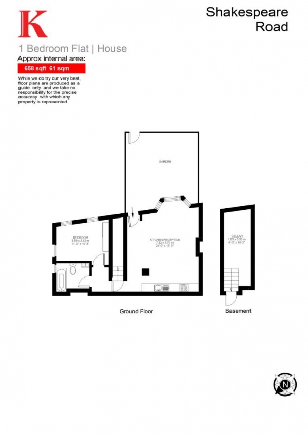 Floor Plan Image for 1 Bedroom Flat for Sale in Shakespeare Road, SE24