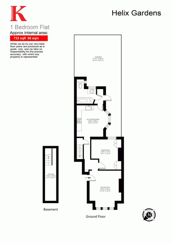 Floor Plan Image for 1 Bedroom Flat for Sale in Helix Gardens, SW2