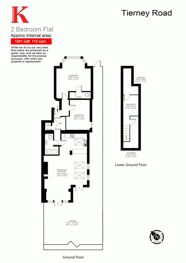 Floor Plan Image for 2 Bedroom Flat for Sale in Tierney Road, SW2