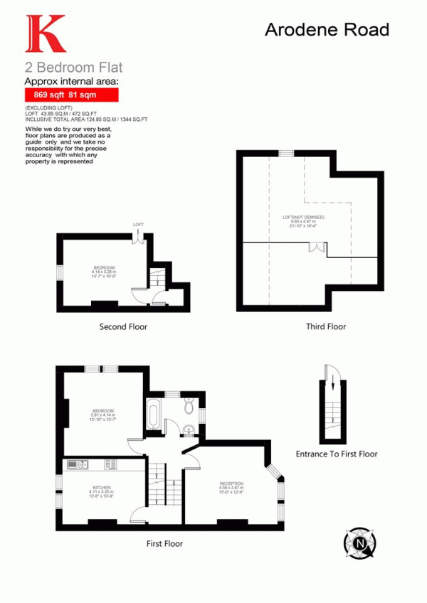 Floor Plan Image for 2 Bedroom Flat for Sale in Arodene Road, SW2