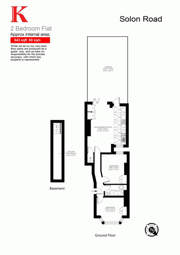 Floor Plan Image for 2 Bedroom Flat for Sale in Solon Road, SW2