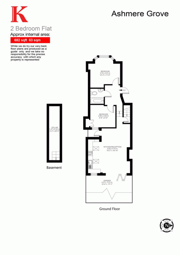 Floor Plan Image for 2 Bedroom Flat for Sale in Ashmere Grove, SW2