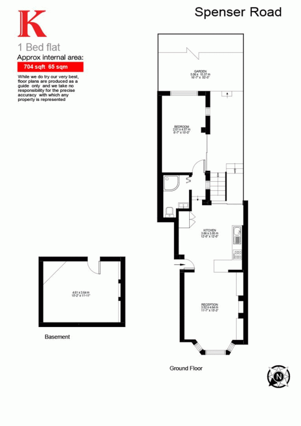 Floor Plan Image for 1 Bedroom Flat for Sale in Spenser Road, SE24