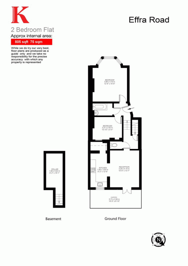 Floor Plan for 2 Bedroom Flat for Sale in Effra Road, SW2, SW2, 1DE -  &pound550,000