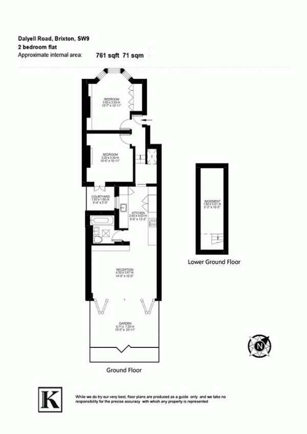 Floor Plan for 2 Bedroom Flat for Sale in Dalyell Road, SW9, SW9, 9UR -  &pound725,000