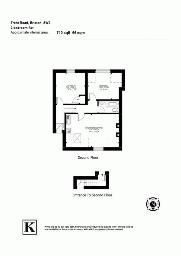 Floor Plan Image for 2 Bedroom Flat for Sale in Trent Road, SW2