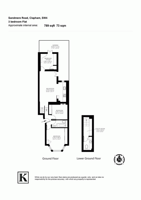 Floor Plan Image for 3 Bedroom Flat for Sale in Sandmere Road, SW4