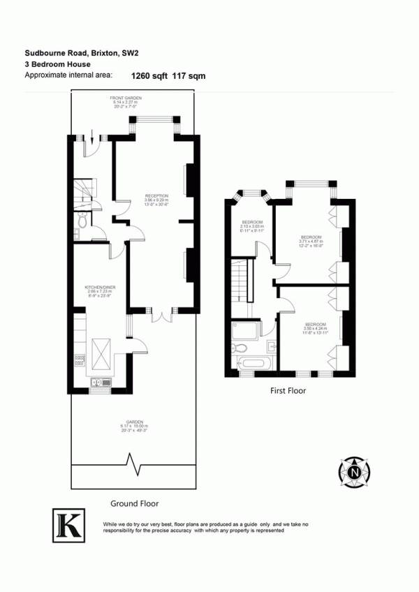 Floor Plan for 3 Bedroom Property for Sale in Sudbourne Road, SW2, SW2, 5AH -  &pound975,000