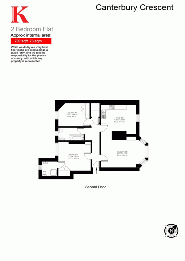 Floor Plan Image for 2 Bedroom Flat for Sale in Canterbury Crescent, SW9