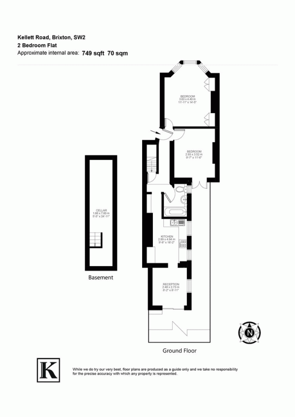 Floor Plan Image for 2 Bedroom Flat for Sale in Kellett Road, SW2