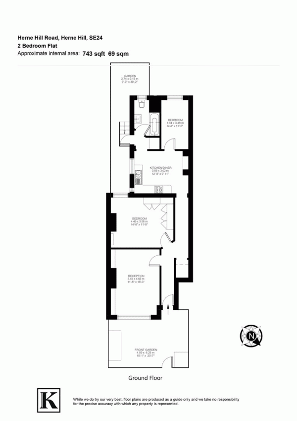 Floor Plan Image for 2 Bedroom Maisonette for Sale in Herne Hill Road, SE24