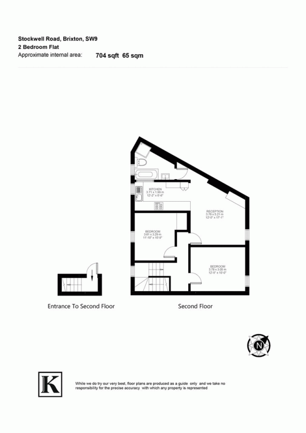 Floor Plan Image for 2 Bedroom Flat for Sale in Stockwell Road, SW9