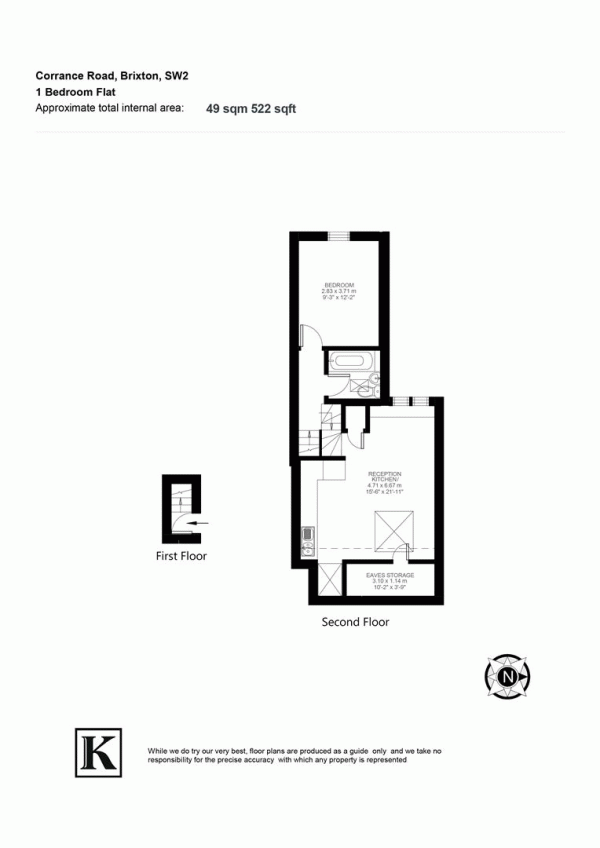 Floor Plan Image for 1 Bedroom Flat for Sale in Corrance Road, SW2