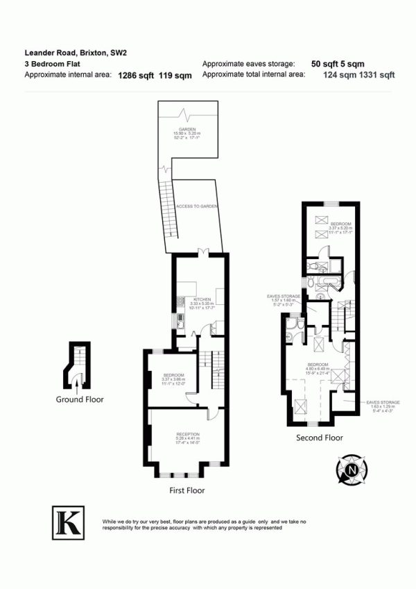 Floor Plan for 3 Bedroom Flat for Sale in Leander Road, SW2, SW2, 2LP -  &pound800,000