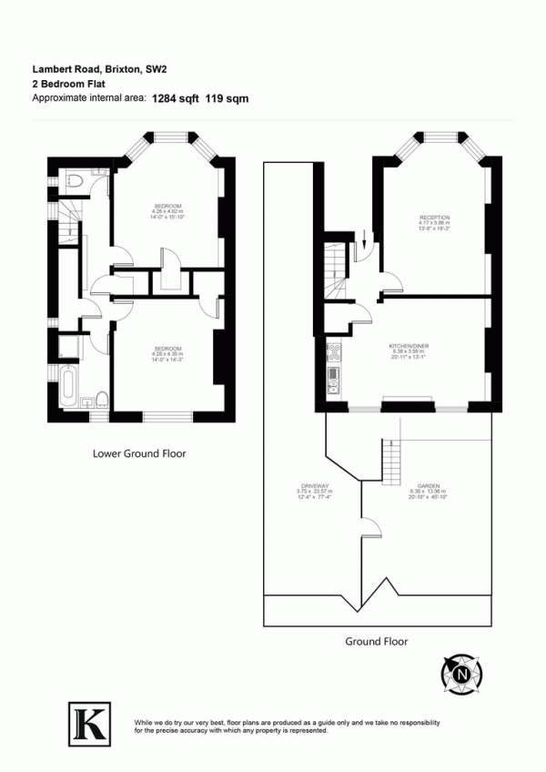 Floor Plan for 2 Bedroom Flat for Sale in Lambert Road, SW2, SW2, 5BD -  &pound840,000