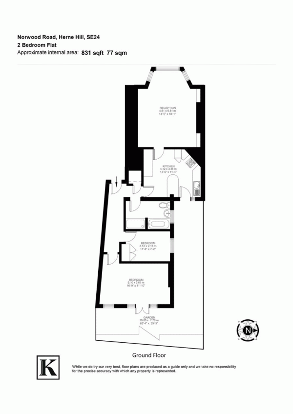 Floor Plan Image for 2 Bedroom Flat for Sale in Norwood Road, SE24