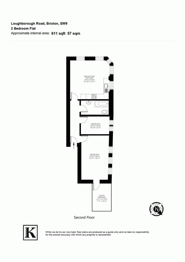 Floor Plan for 2 Bedroom Flat for Sale in Loughborough Road, SW9, SW9, 7TB -  &pound500,000